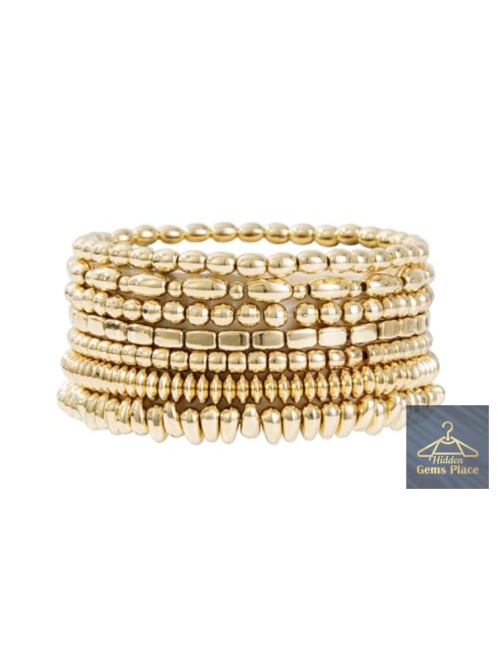 Gold Plated Beaded Bracelets Stack Stretch Set for Women